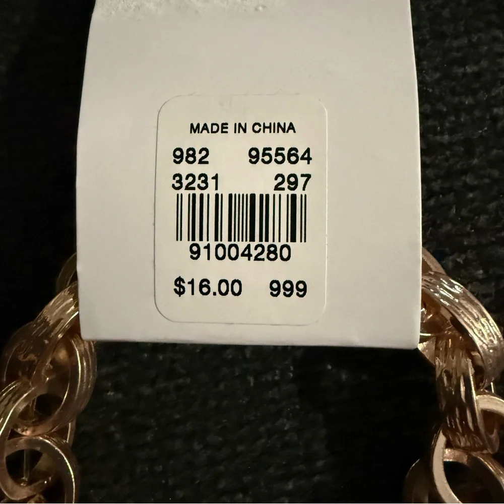 New York & Company Rose Gold Heart Charm Link Bracelet